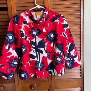ruby r floral red white blue woman’s blazer